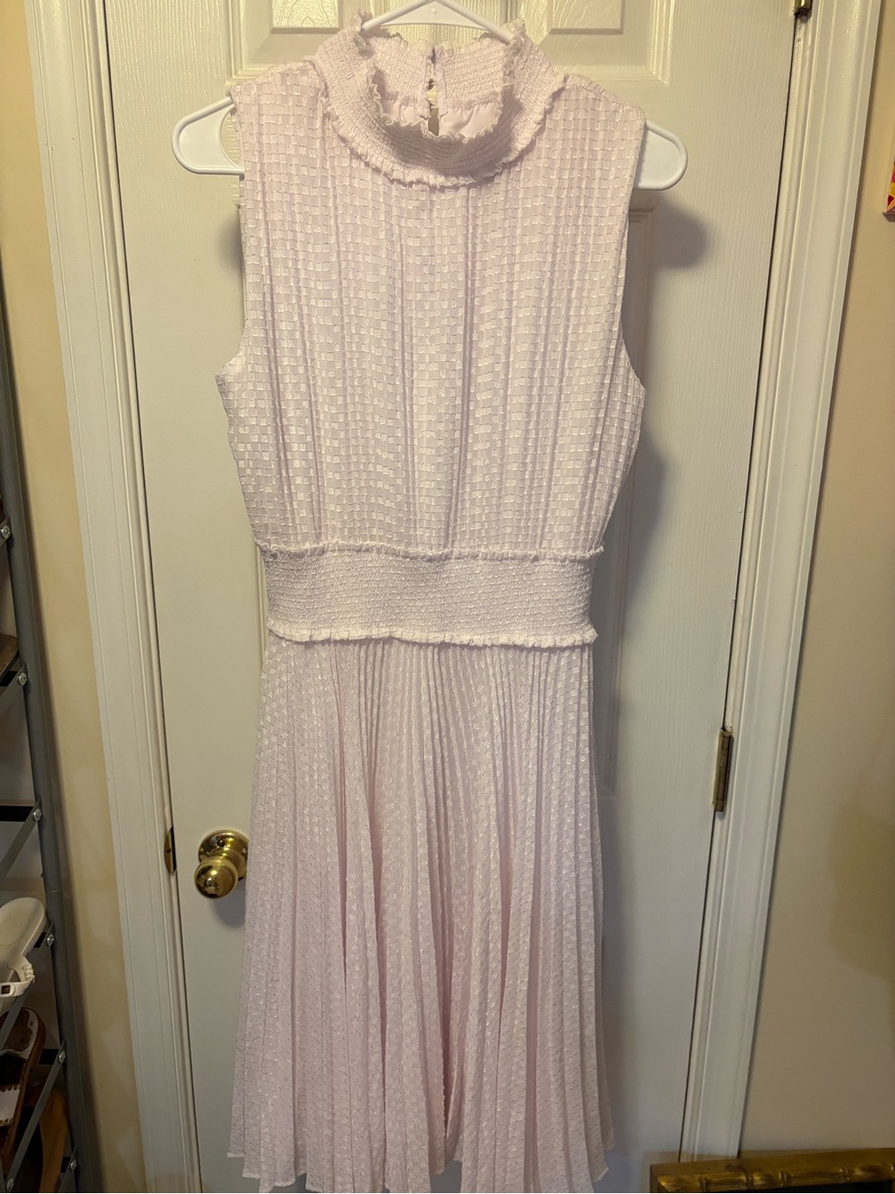 Nanette Lepore White Textured Mockneck Midi Dress